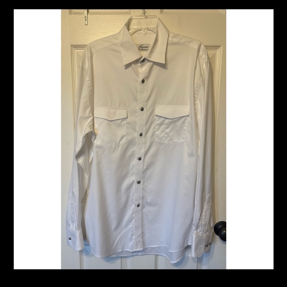 Acorn by Bob Gaddeder White Western Silver Button Shirt